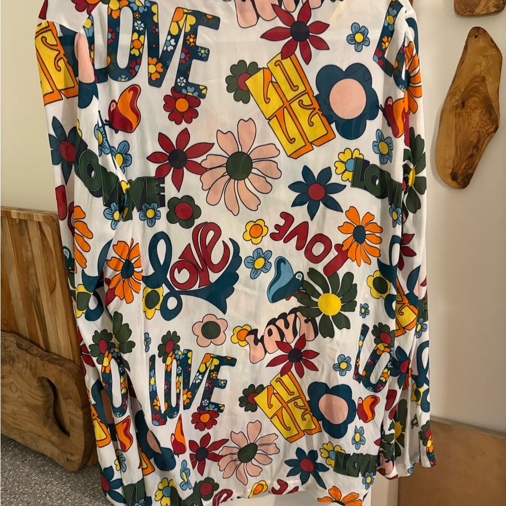 Moschino Multicolor Floral and Graphic Blouse.